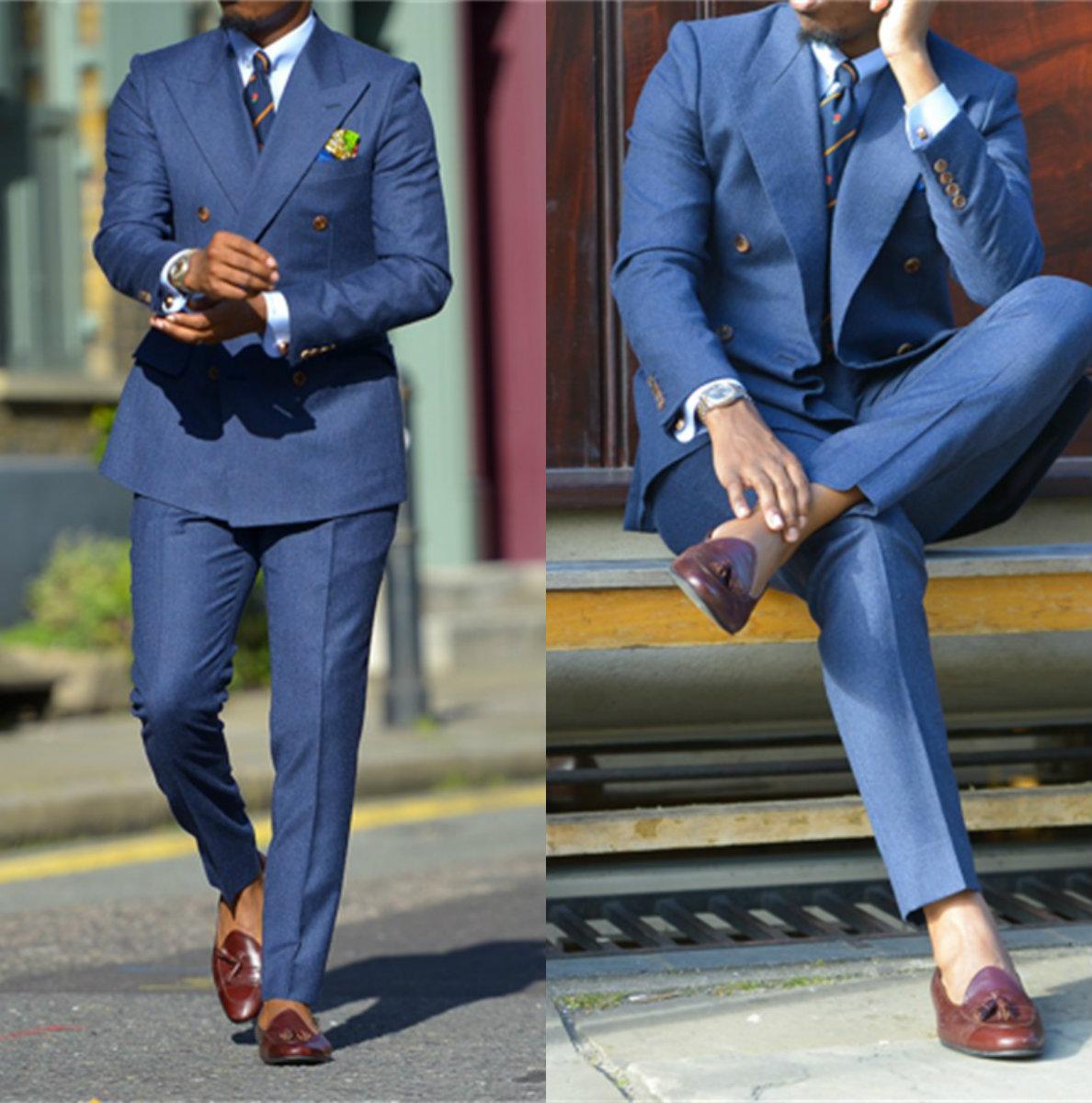 Men'S Formal Wear In Wedding - Dark Blue Formal Mens Suits Two
