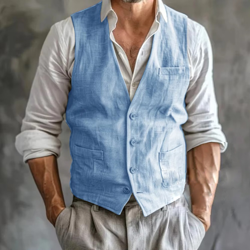 Men's Linen Vest Summer Male G - огляд і ціна Formal Vest Waistcoat
