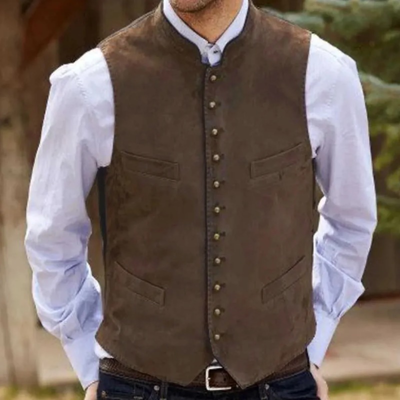 Men Vest Coffee Suede Velvet S - огляд і ціна Formal Vest Waistcoat