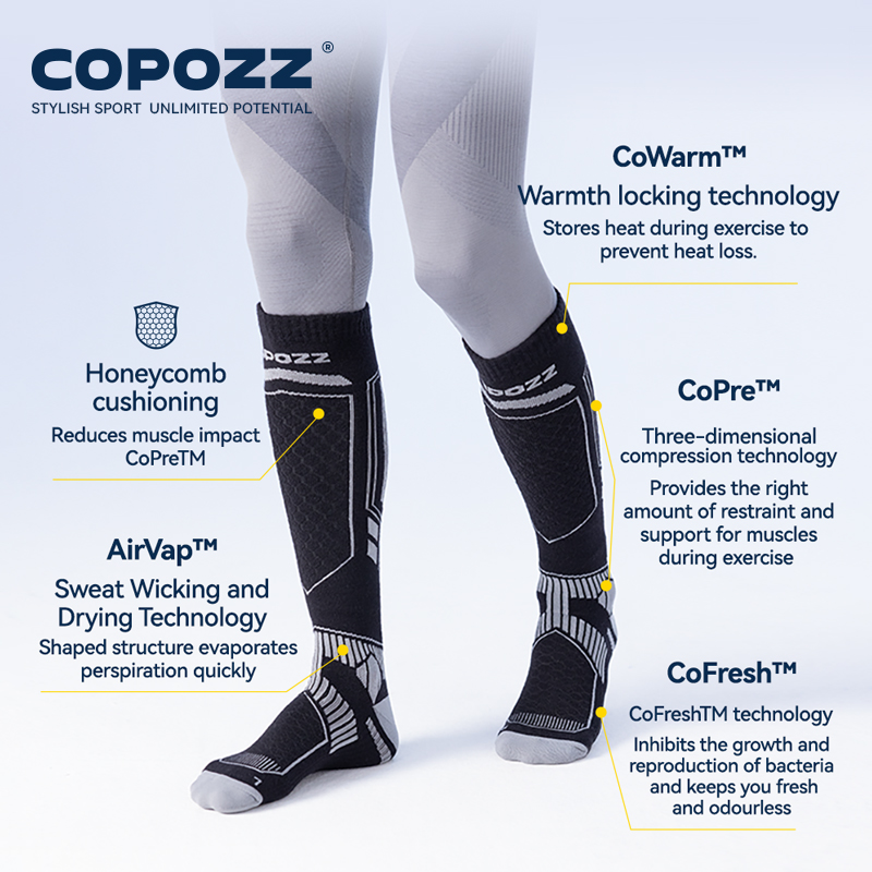 COPOZZ Merino Wool Winter Ski  - огляд і ціна Sock Garter Men