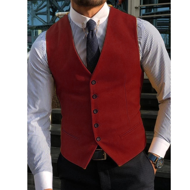 Men's Suit Formal V Neck Wool  - огляд і ціна Formal Vest Waistcoat