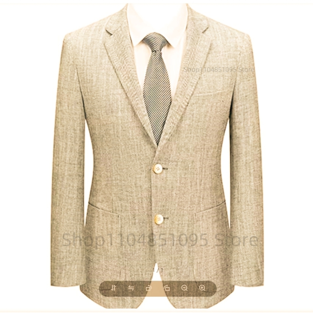 Men's Slim Fit Linen Suit Blaz - огляд і ціна Men Formal Wear Blue