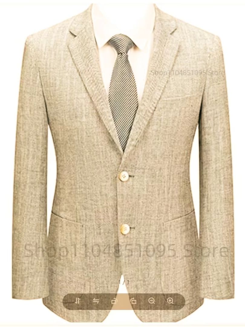 Men's Slim Fit Linen Suit Blaz - огляд і ціна Men Formal Wear Blue