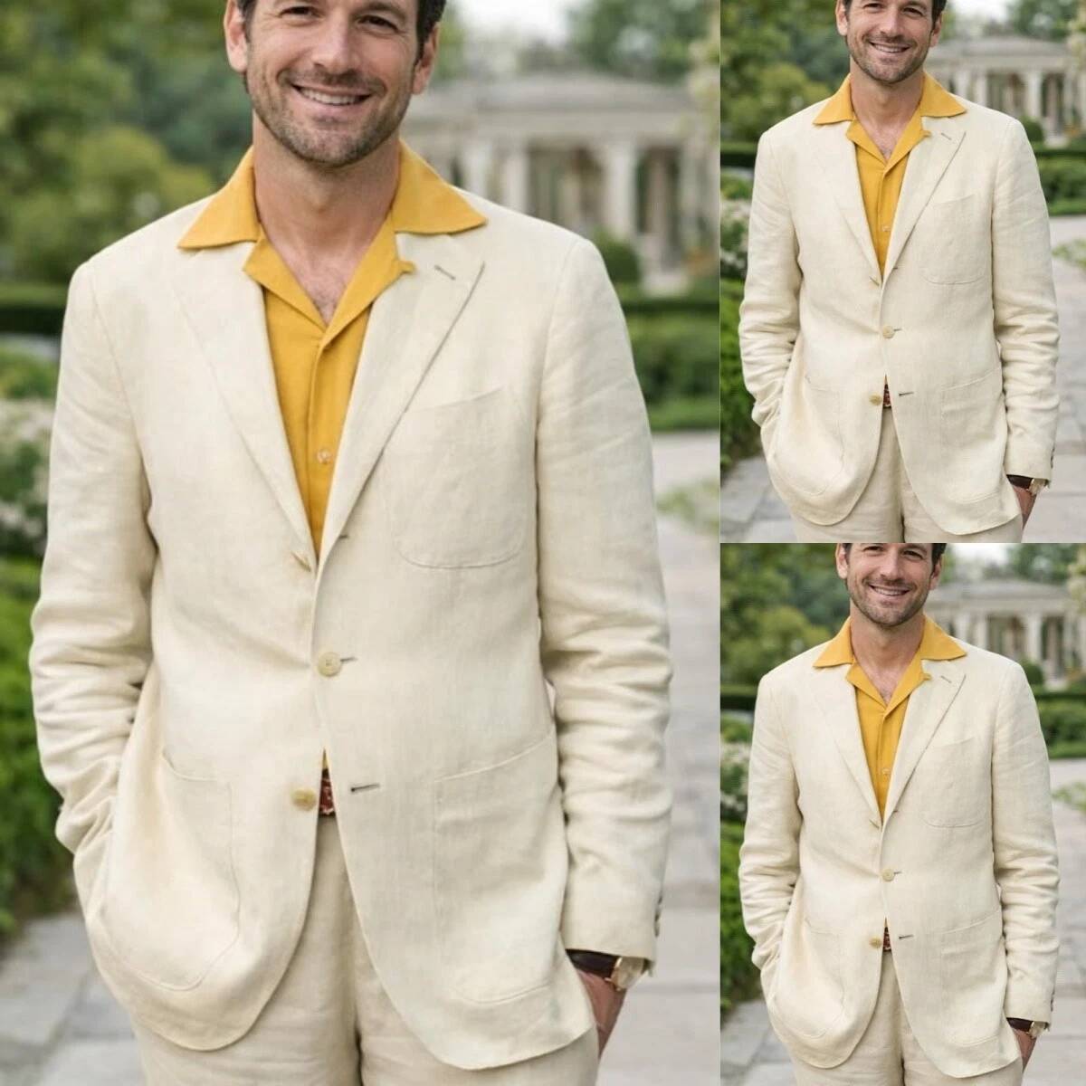 Beige Linen 2 Pieces Men's Sui - огляд і ціна Men'S Relaxed Formal Wear