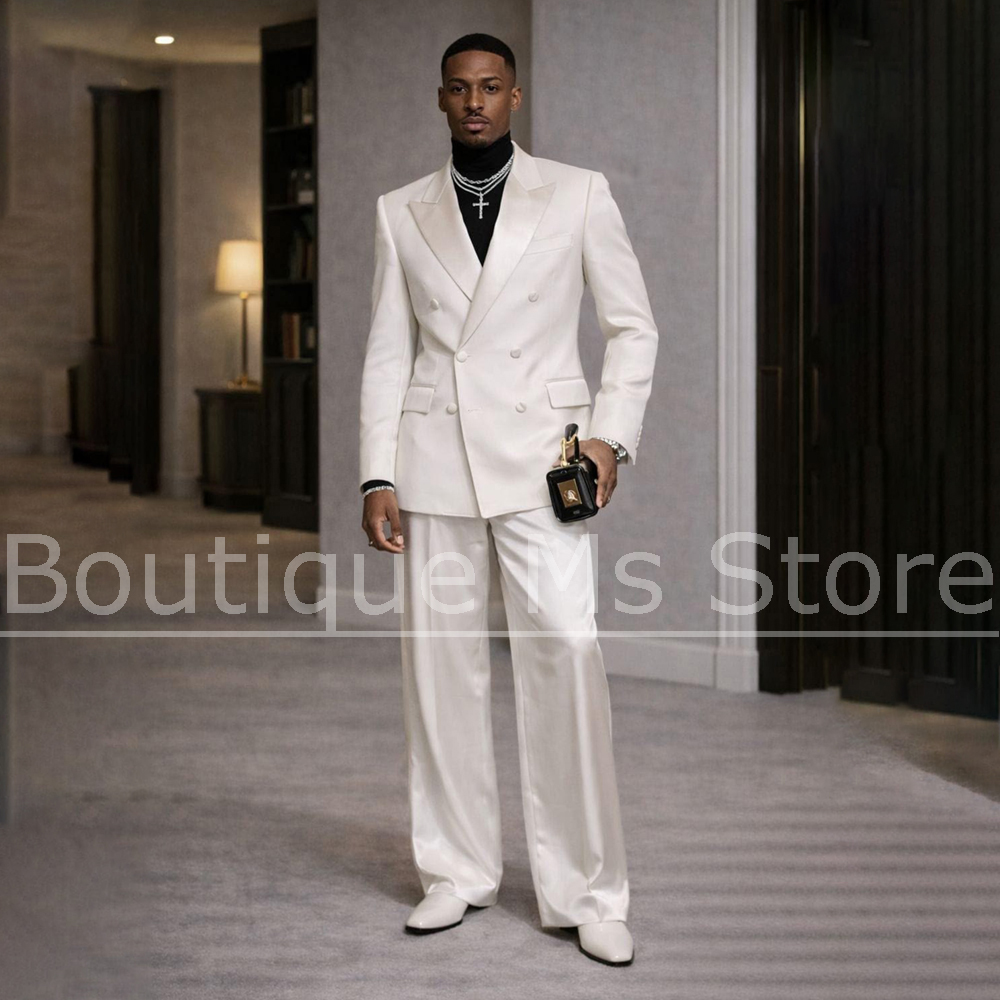 Men's White Satin Suit 2 Piece - огляд і ціна Men'S Formal Wear In Wedding
