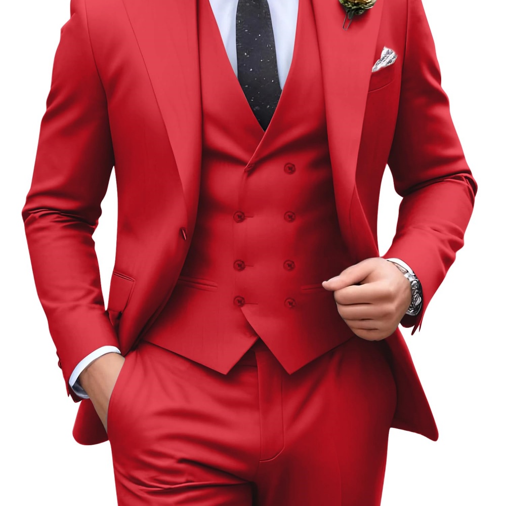 3 Pieces Solid Color Men Suits - огляд і ціна Formal Wear For Men In Wedding