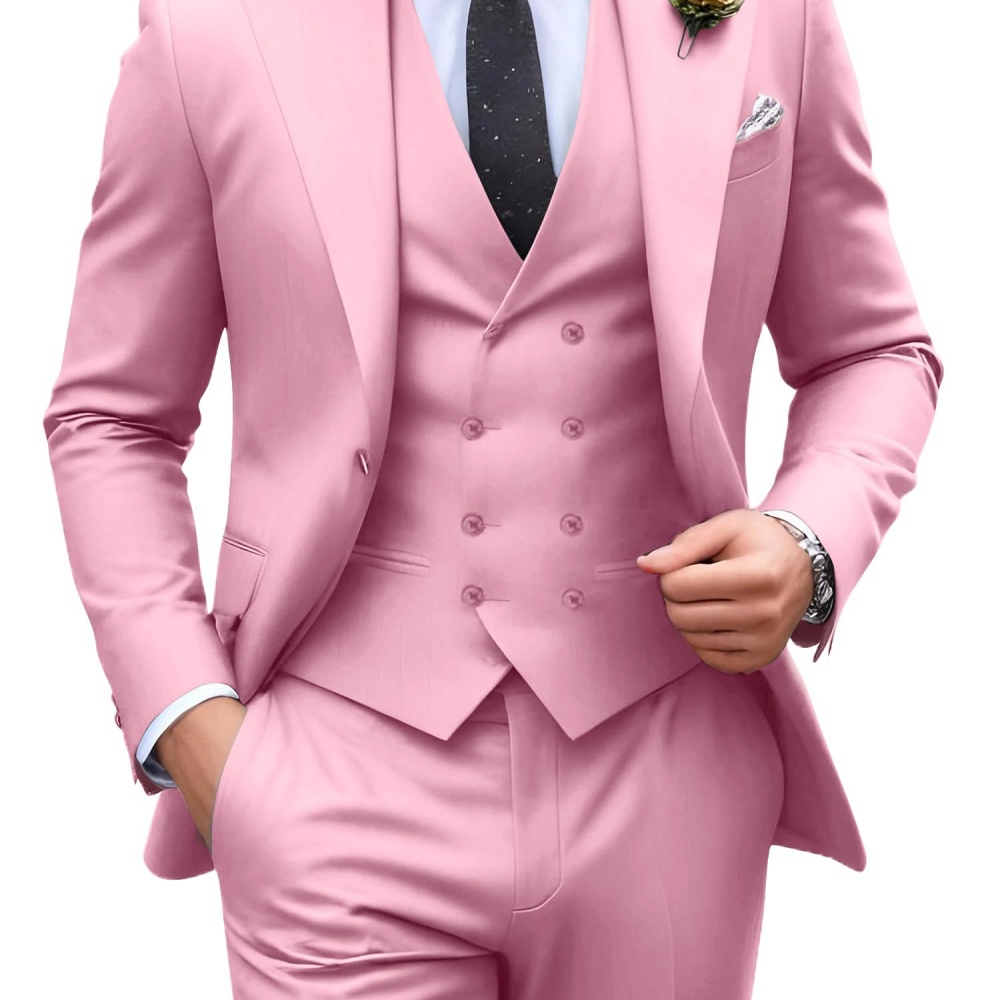 3 Pieces Solid Color Men Suits - огляд і ціна Formal Wear For Men In Wedding