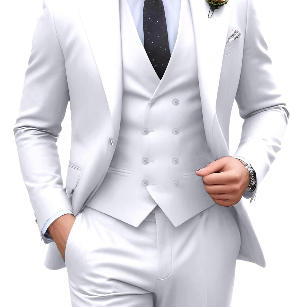 3 Pieces Solid Color Men Suits - огляд і ціна Formal Wear For Men In Wedding