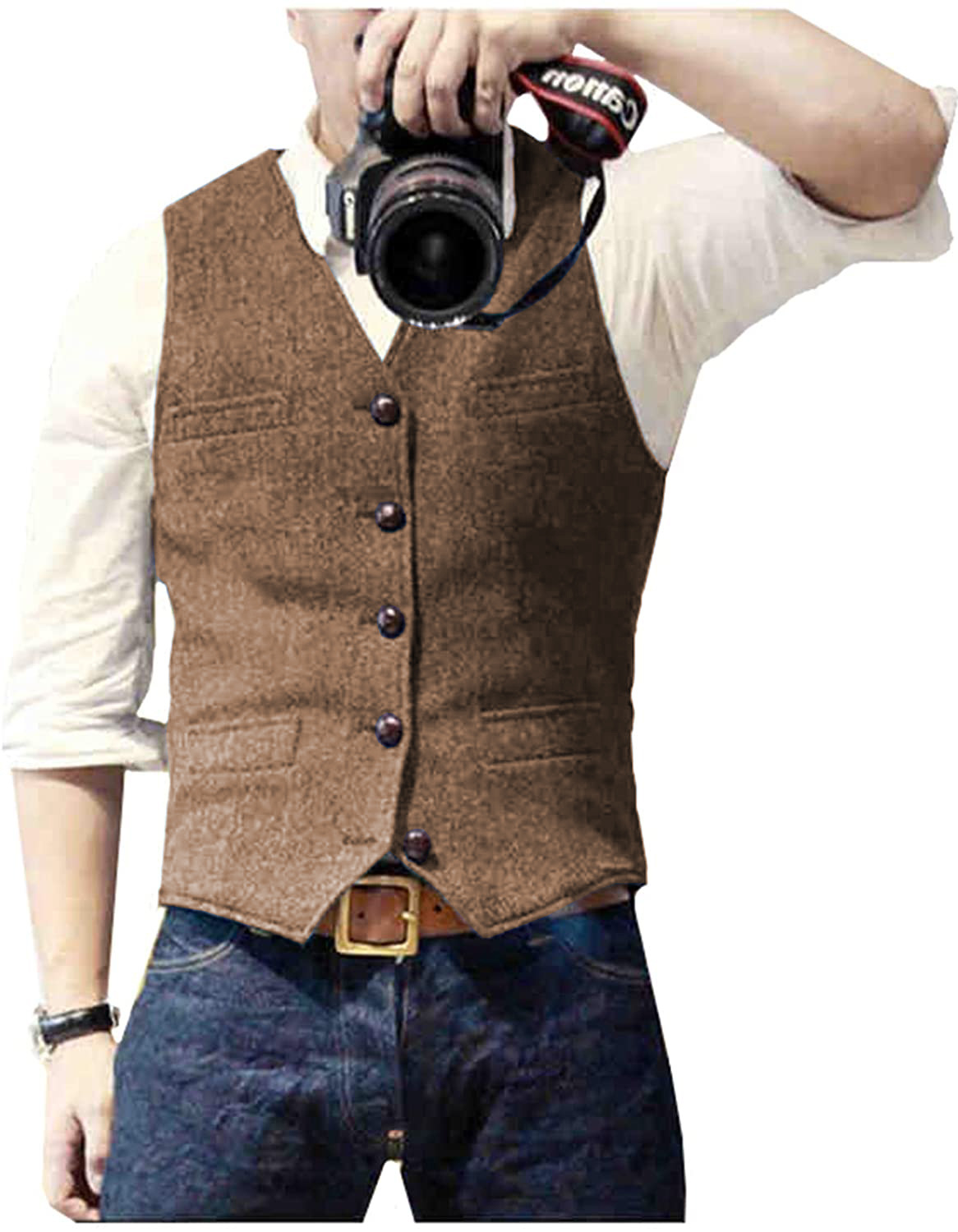 Men's Suit Vest V Neck Wool He - огляд і ціна Formal Vest Waistcoat
