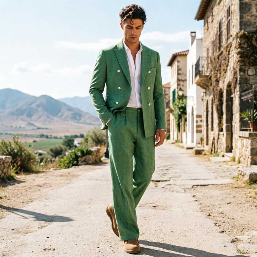 Sage Green Linen Men Suits Rel - огляд і ціна Men'S Relaxed Formal Wear